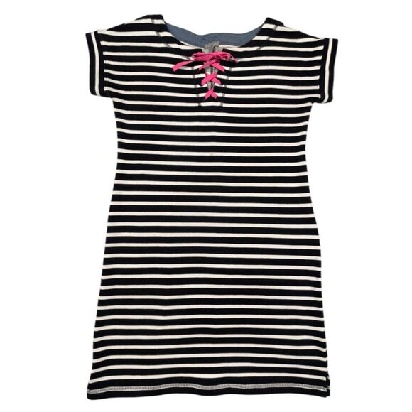 T by Talbots Saltwater Stripe Lace-Up Dress – Size Small - Picture 1 of 9